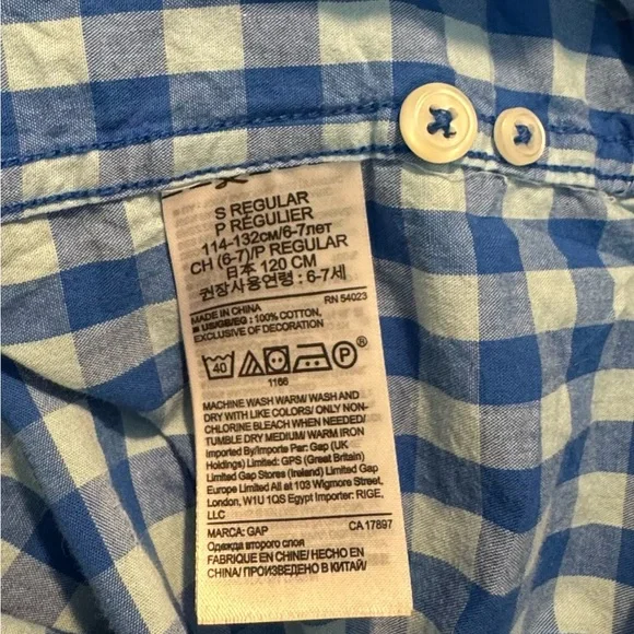 Gap Kids plaid long sleeve button up boys shirt size small, dress up or school - Picture 4 of 5
